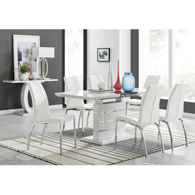 Extendable glass dining table and 6 chairs new arrivals